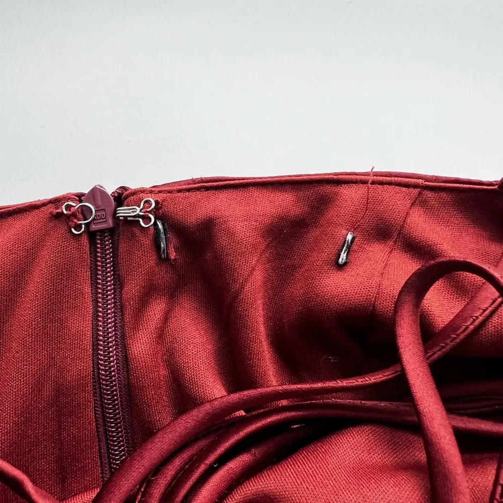 Forever21 Copper brown Satin Cowl Neck Midi slip Dress spaghetti straps S - Image 5