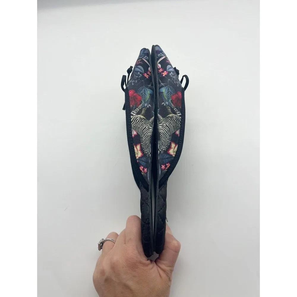 Banana Republic Pointy-Toe Slippers Zebra Watercolor Floral Print Sz 6.5 - 7.5 - Image 5