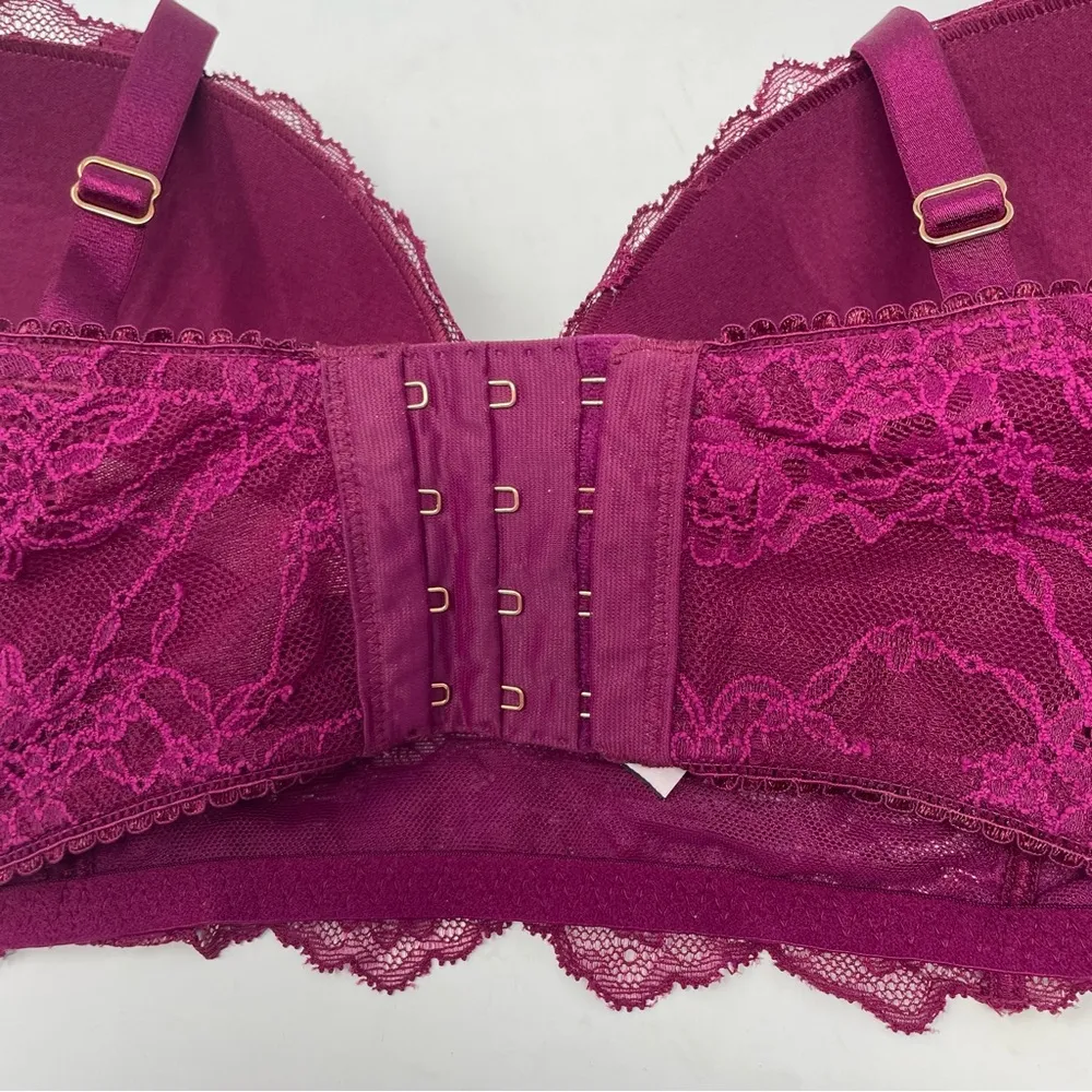 Victoria’s Secret Wine Lace Dream Angels Padded No-Wire Bra 32DD - Image 6
