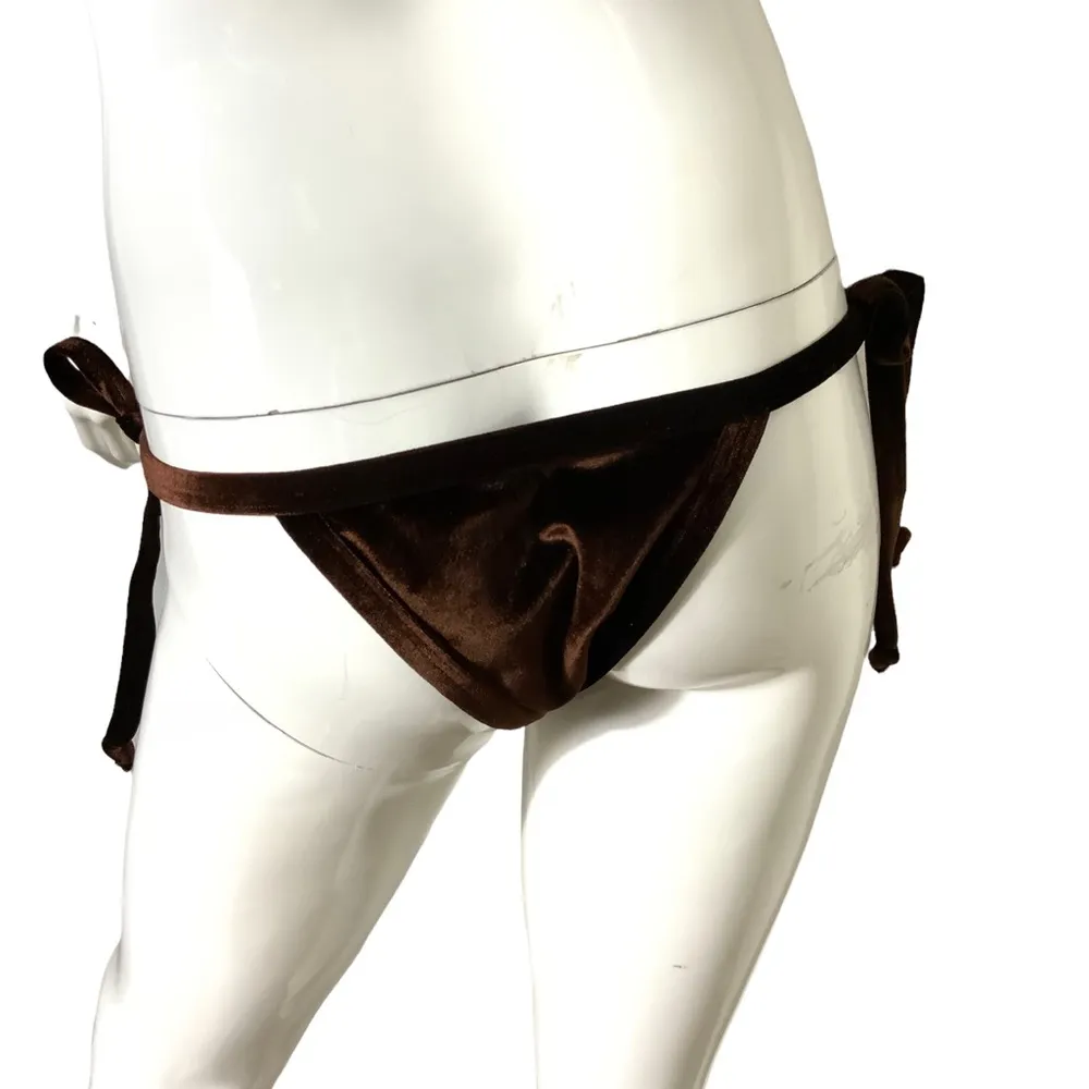 sun soaked micro in brown velvet string bikini bottoms Large nwt - Image 2