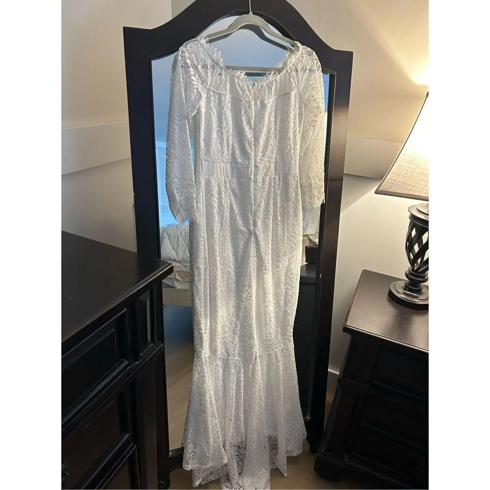 NEW Lace Wedding Off Shoulder White Dress M Size M - Image 2
