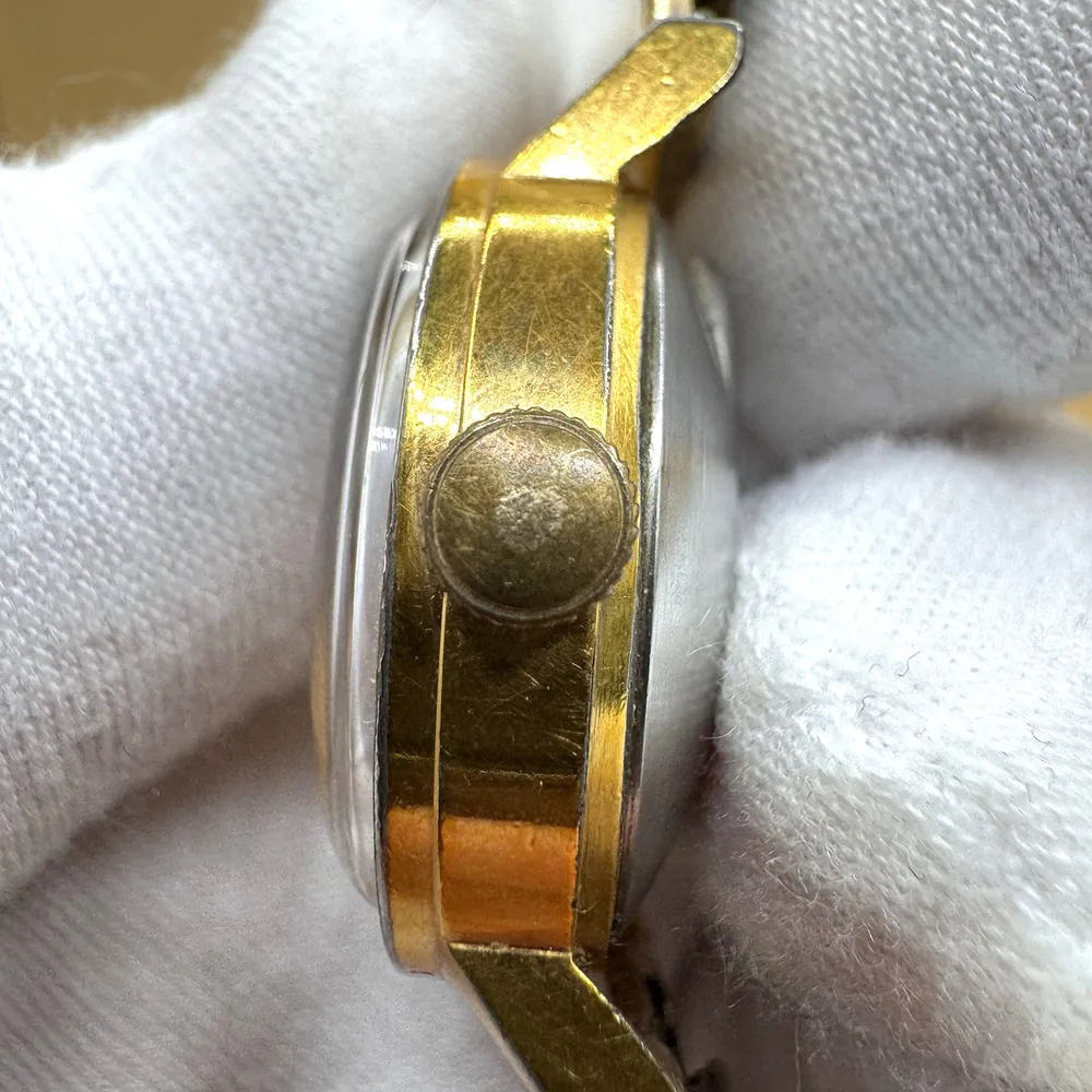 VTG TIMEX Rare Woven Gold Dial Vintage 1970s Electric Watch Date Untested - Image 5