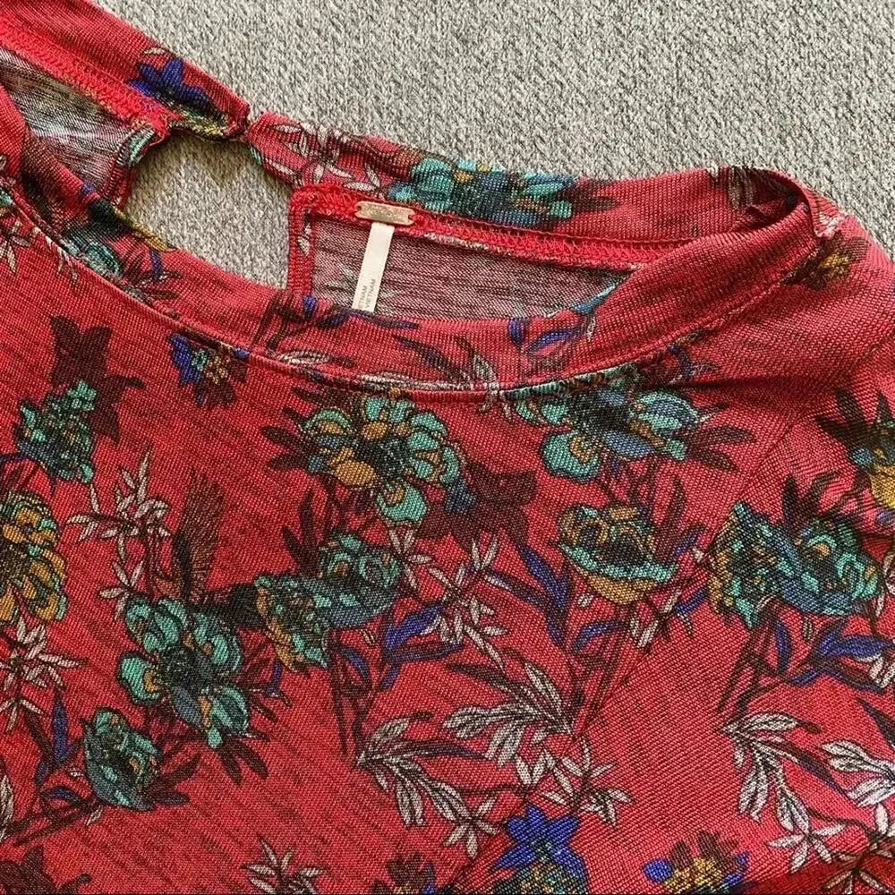 Free People Red Dock Street Blouse Medium - Image 6