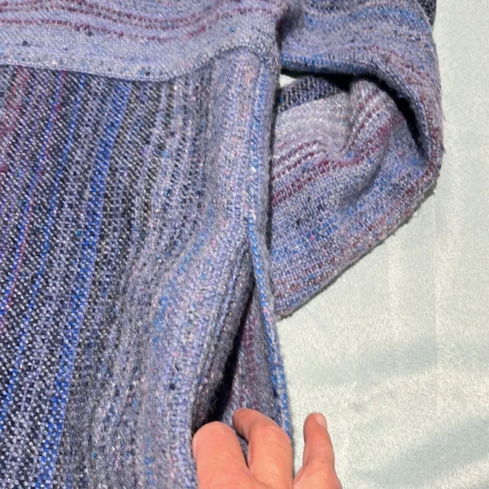 One of a Kind vintage Hand Knit Wool mixture cardigan, sweater Size M Purple Size M - Image 10