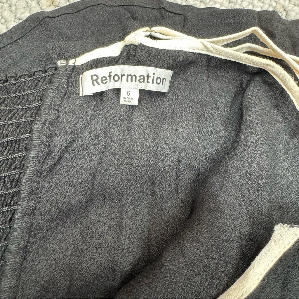 Reformation Black Mini Dress - Image 4