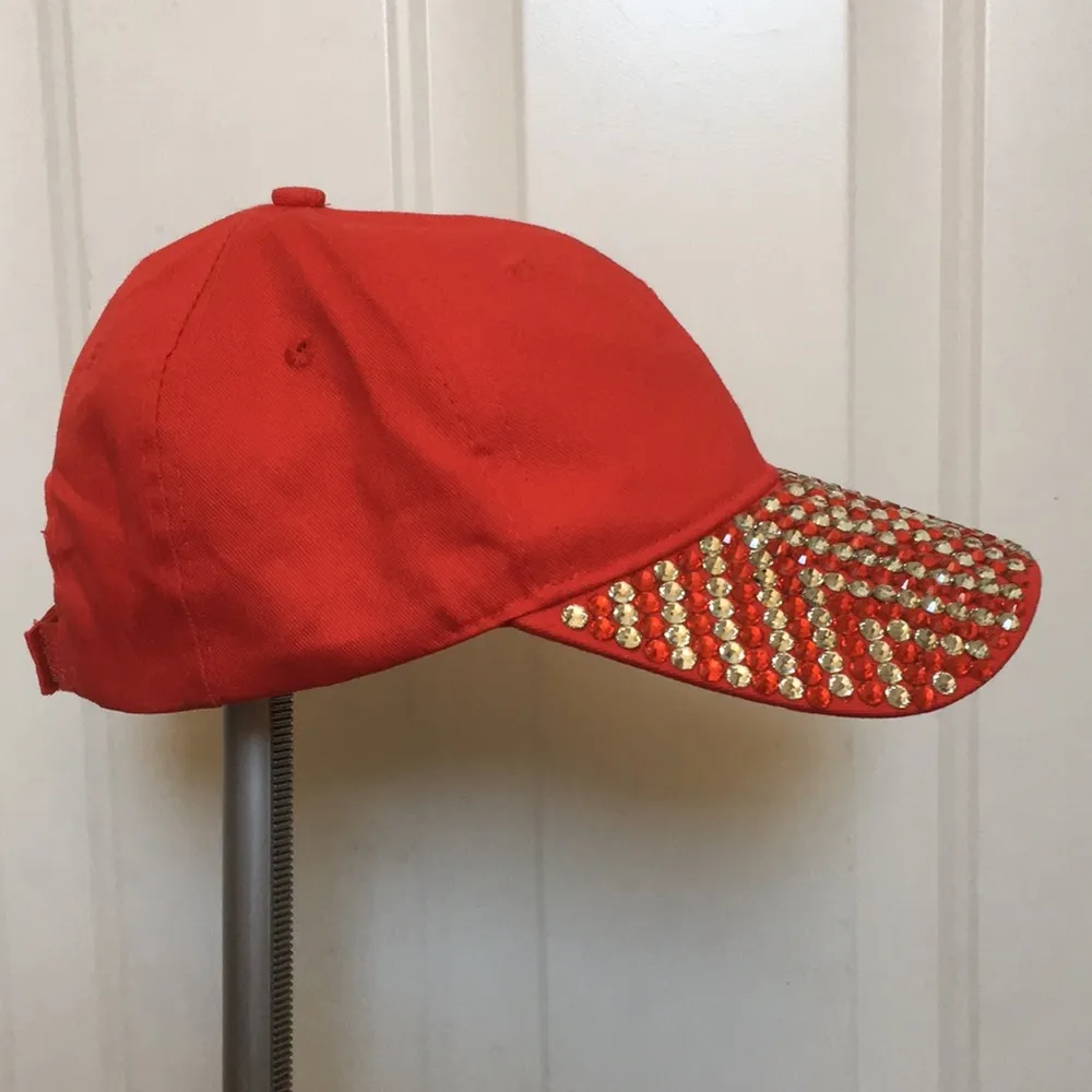 FINAL MARKDOWN Ladies Glam Bling Red Zigzag Ball Cap - Image 3