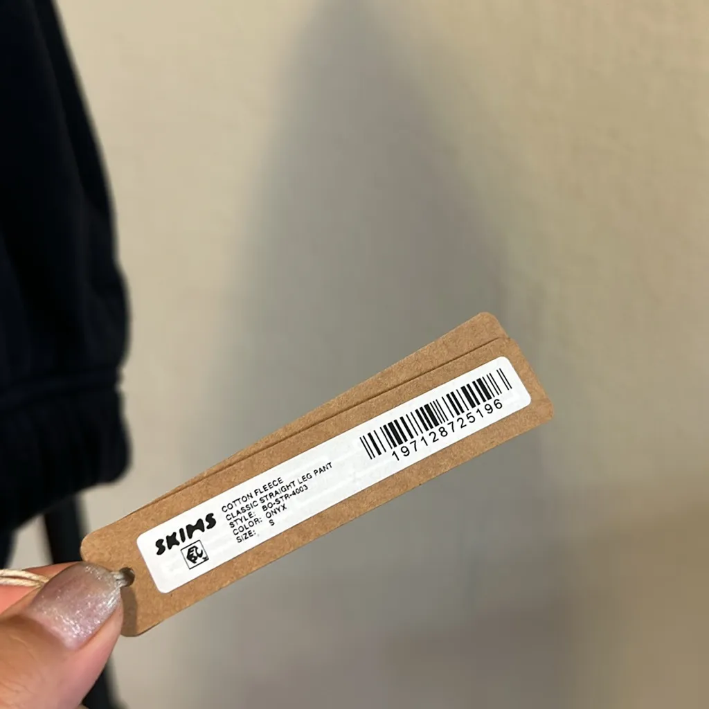 SKIMS COTTON FLEECE CLASSIC STRAIGHT LEG PANT BLACK NWT Onyx size‎ XL - Image 8