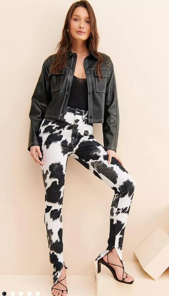 WeWoreWhat Stiletto Slit Skinny Animal Print denim ladies size 25 ladies Revolve - Image 2