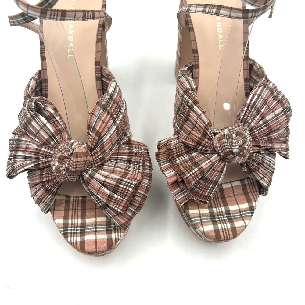 Loeffler Randall Natalia Plaid Platform Bow Heels Brown Pink - Image 4