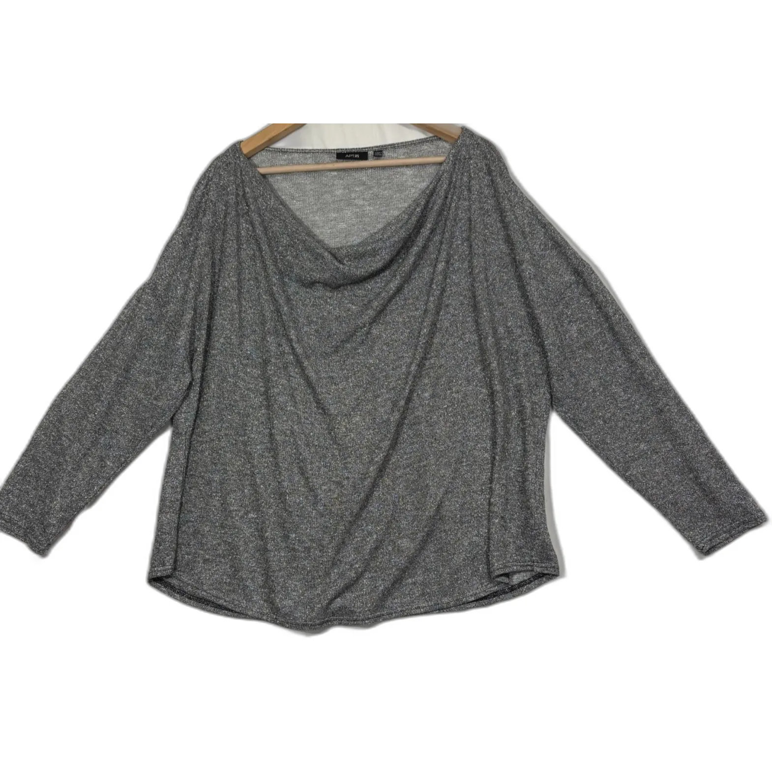 Apt 9 Cowl Neck Sweater Sz 3X Silver Metallic Thin Knit Holiday Wedding Party - Image 2