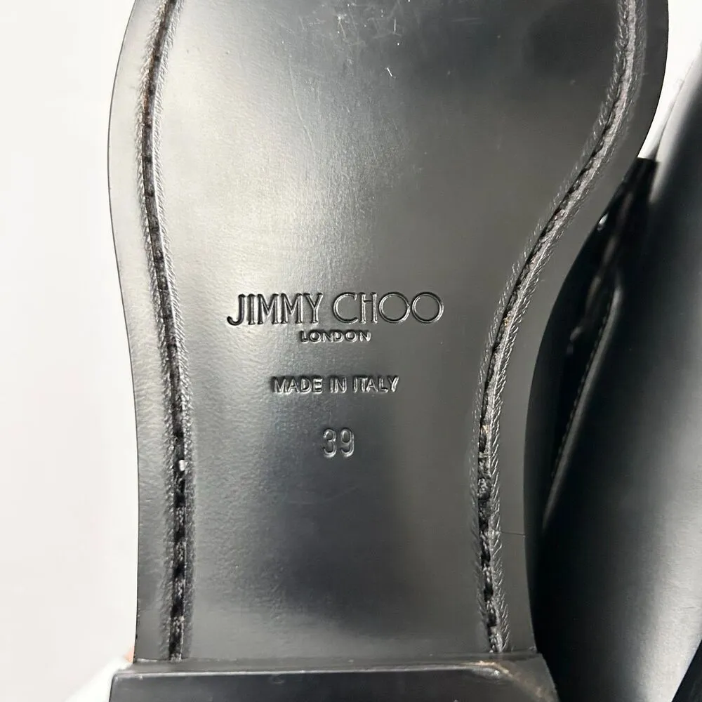 NEW Jimmy Choo Mocca Gold Tone Star Chain Loafers Black Leather Size IT 39 US 9 - Image 7