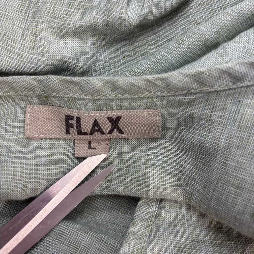 Flax L Linen Button Front Tunic Top Blouse in Sage - Image 7