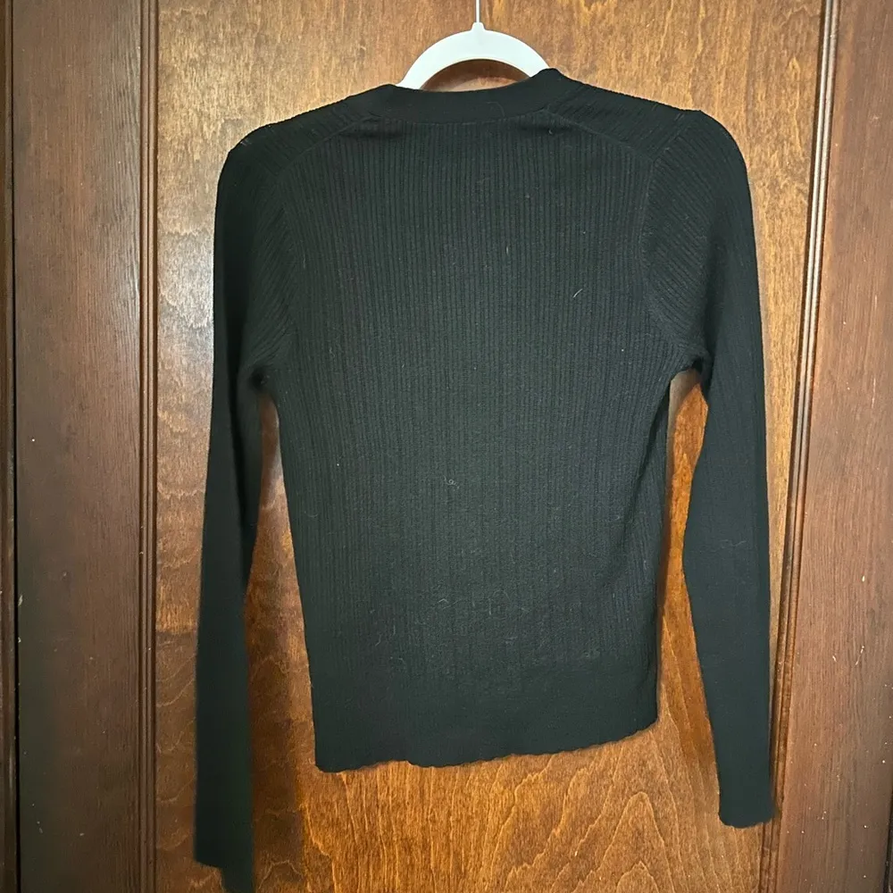 Madewell Black Ribbed Light Weight Cardigan Sweater Size S - Image 3