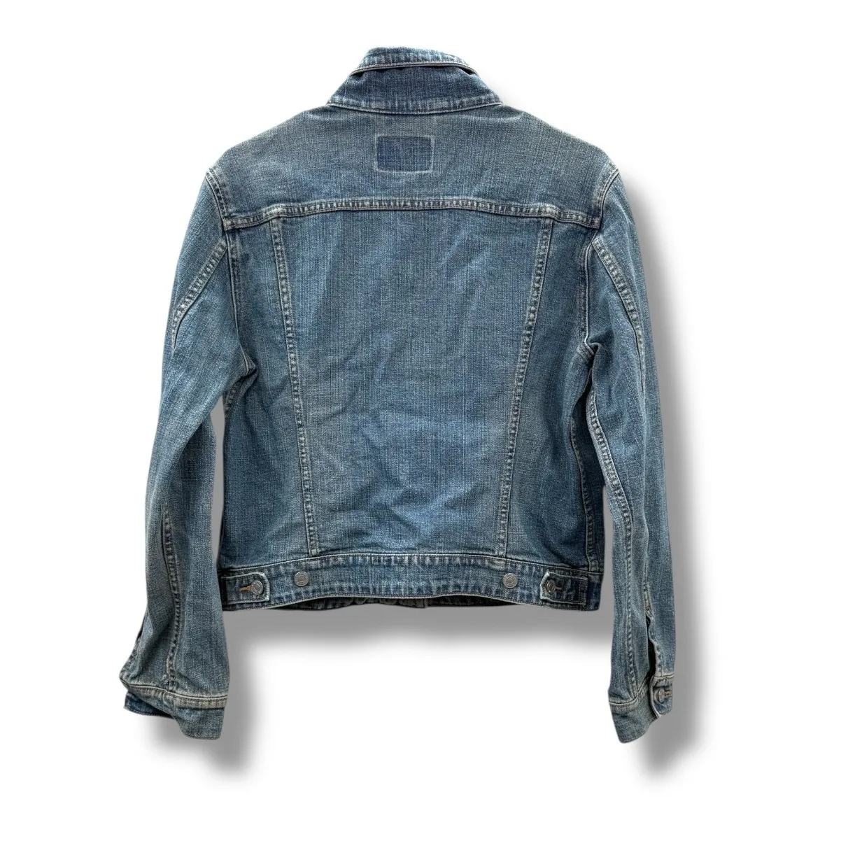 Levi's Classic Denim Trucker Jacket Large Medium Wash Button Front Casual Blue - Image 2