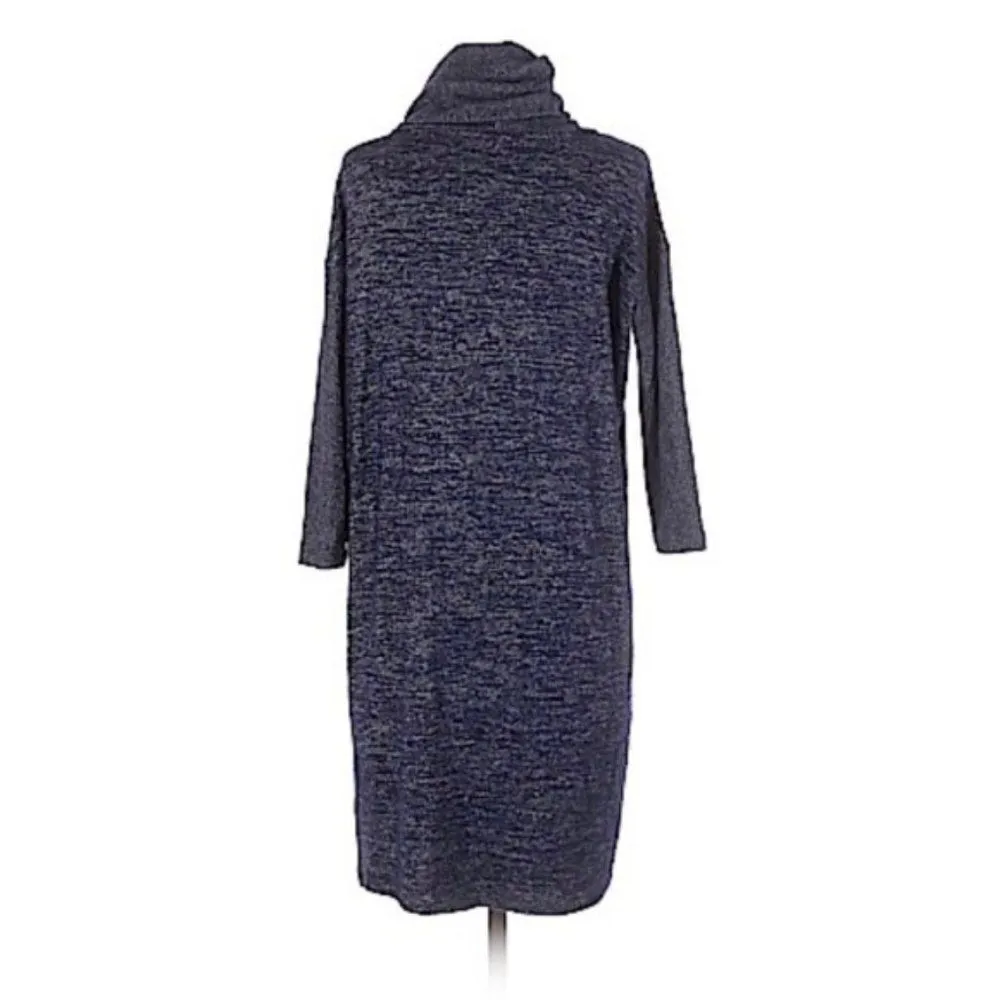 2/$30 Gap Long Sleeve Midi Marled Rib Sweater Dress Cowl Neck Navy Blue XS - Image 3