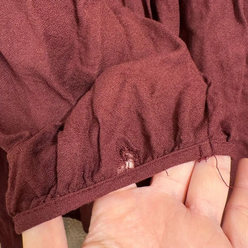 Vintage 00's Abercrombie & Fitch Maroon Beaded Boho Coin Tassel Top Flawed Mediu - Image 8