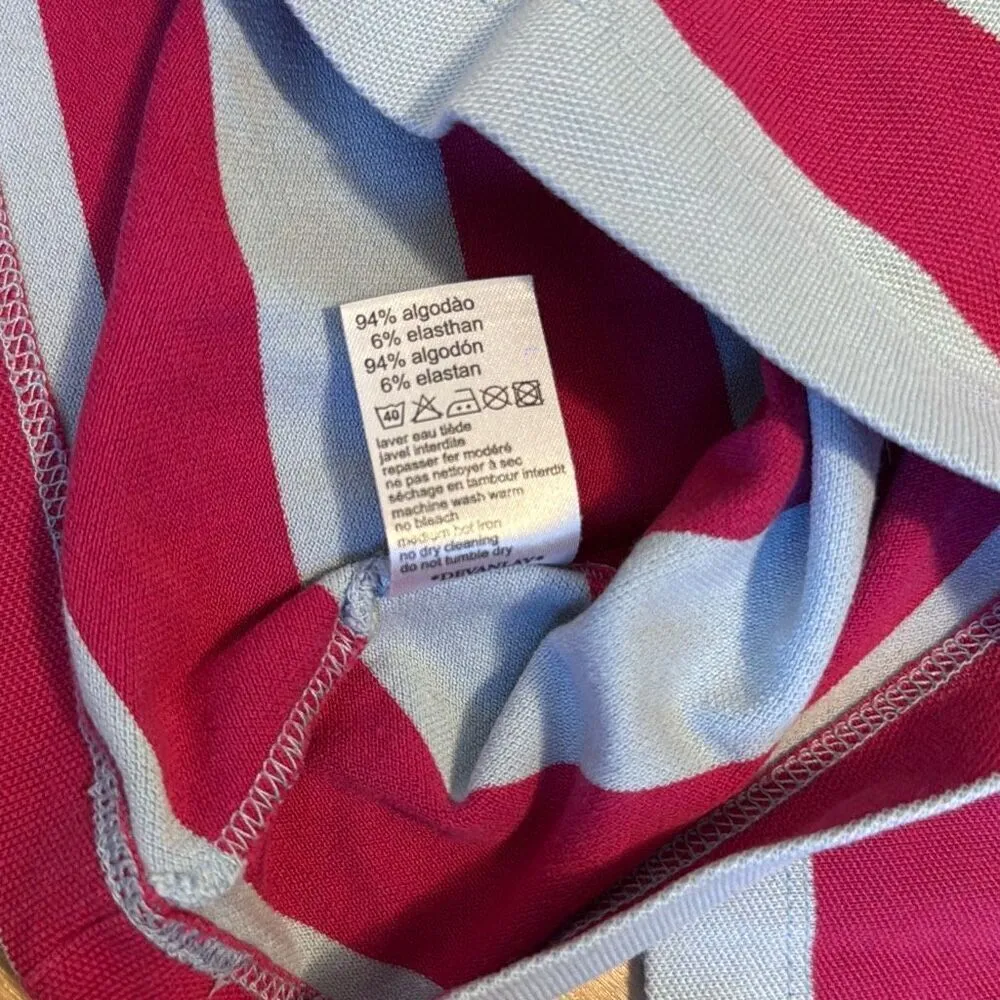 Lacoste vintage pink and blue striped long sleeve size 42   Has some bleach stai - Image 7