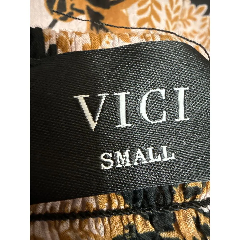 Vici Multicolor Floral Short Puff Sleeve Smocked Tiered A Line Mini Dress Size S - Image 3