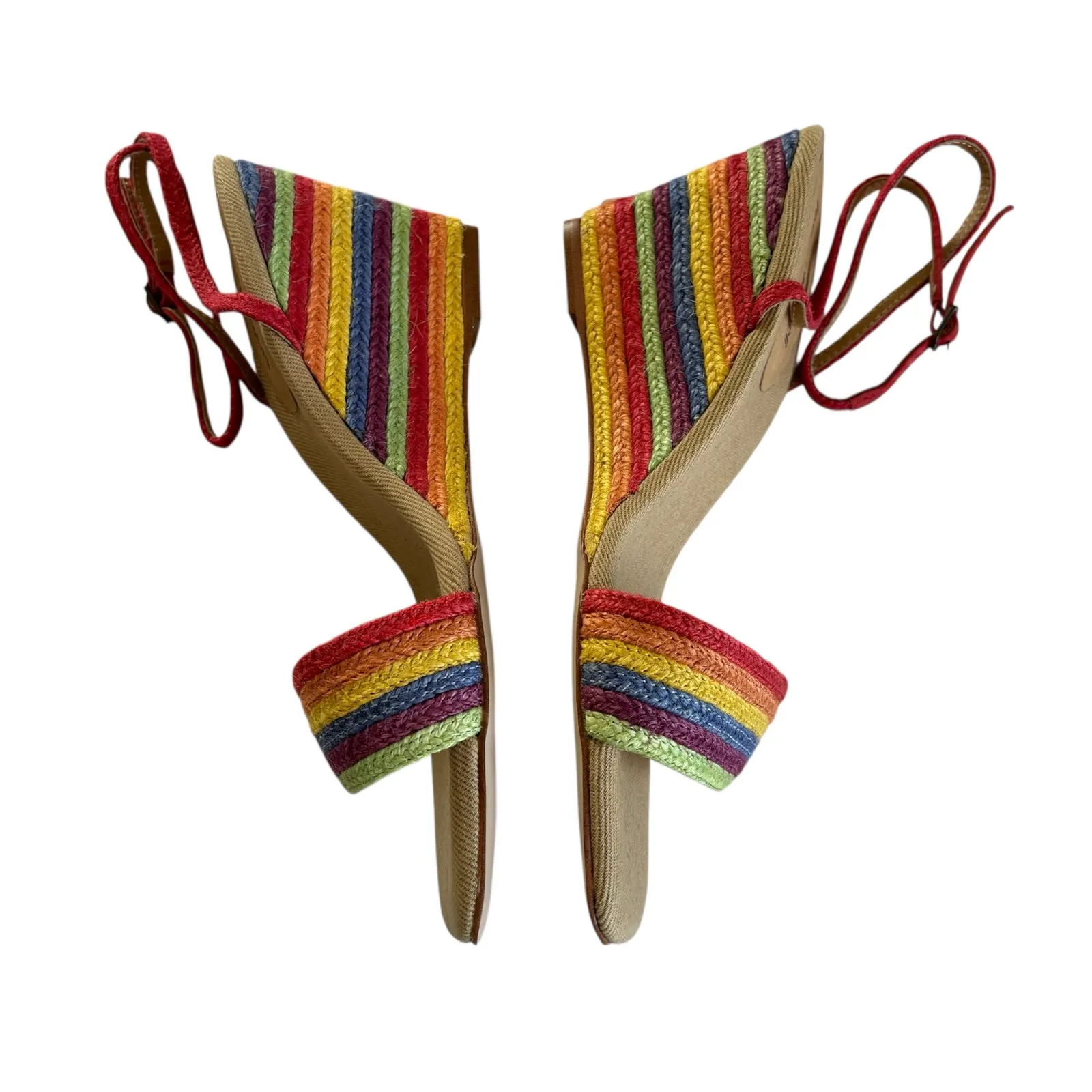Jeffrey Campbell On-Board Rainbow Strappy Espadrille Wedge Sandals Size 9.5 - Image 3
