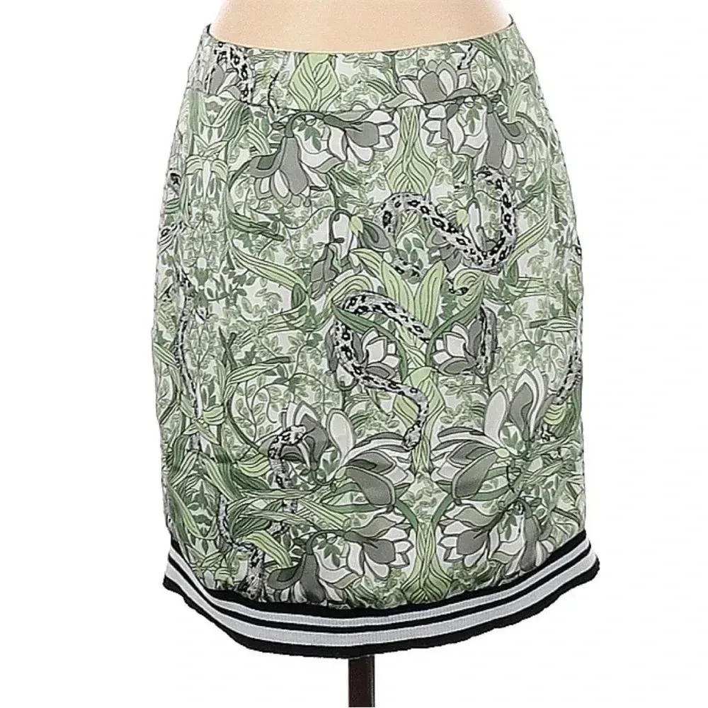 Guess Reese Snake & Vine Print Front Zipper Stripe Hem Mini Skirt Size 2 XS - Image 3