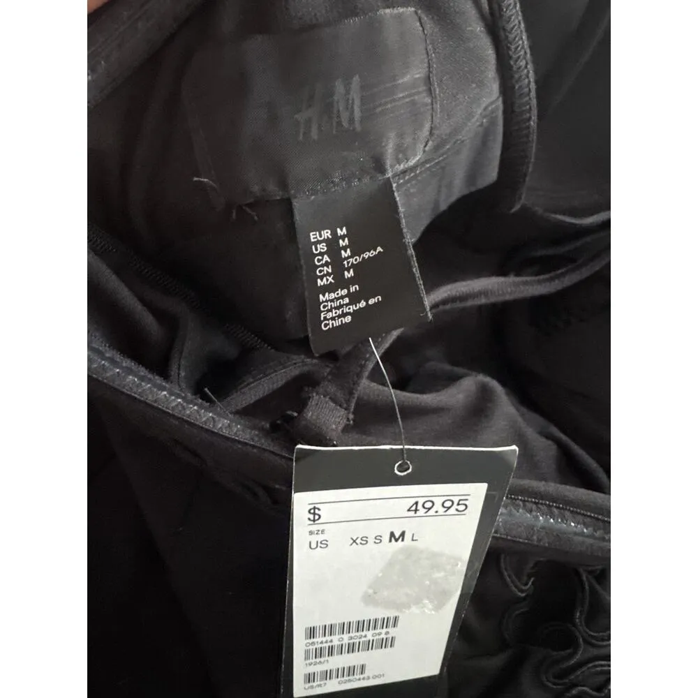 NWT H&M Little Black Dress Emroidery Tank Short Cocktail Going Out Club Mini - Image 2