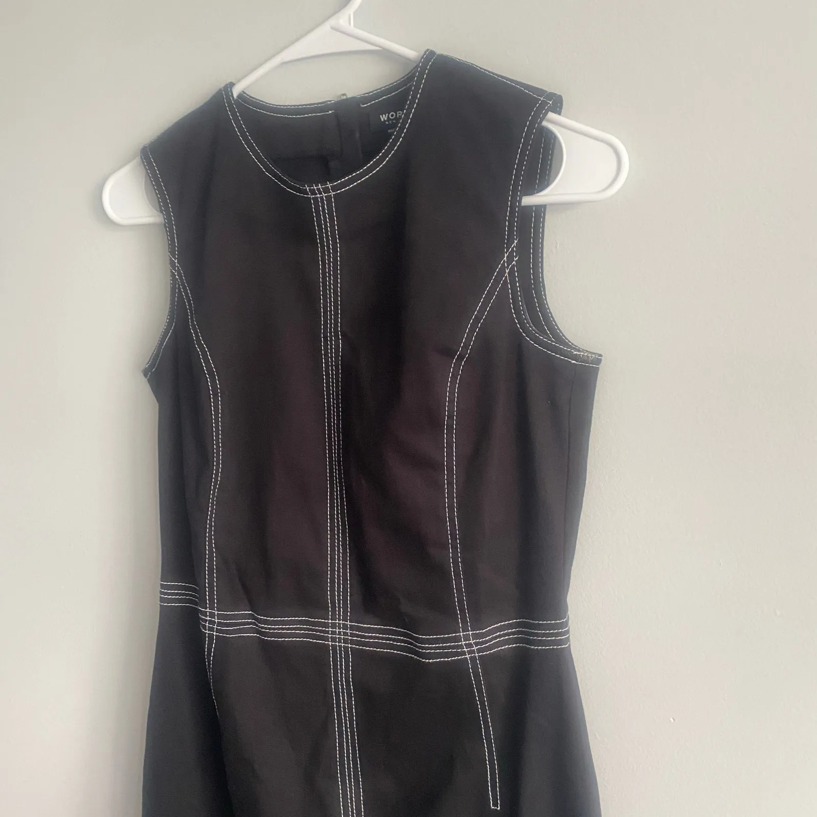 Worth‎ New York Black Denim Structured Sleeveless Sheath Dress Business Career 2 - Image 3