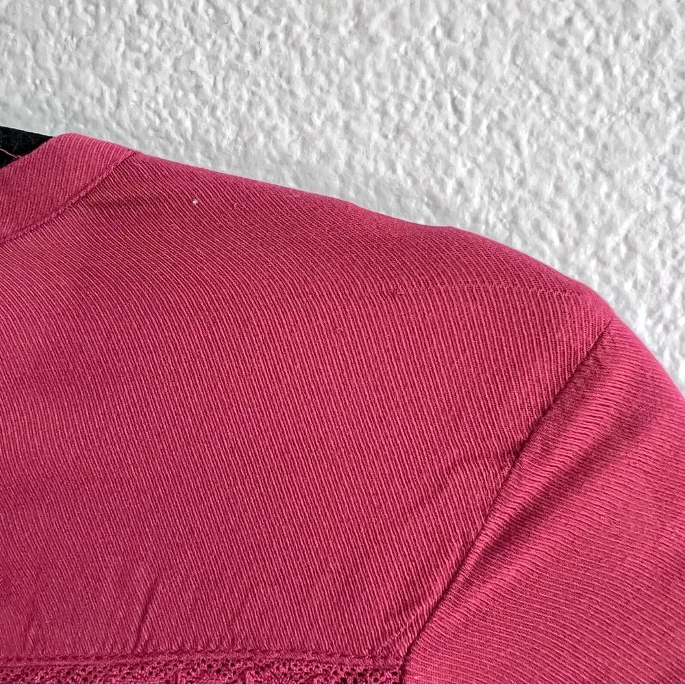 RO&DE Womens Burgundy Tiered Lace Blouse - Image 8