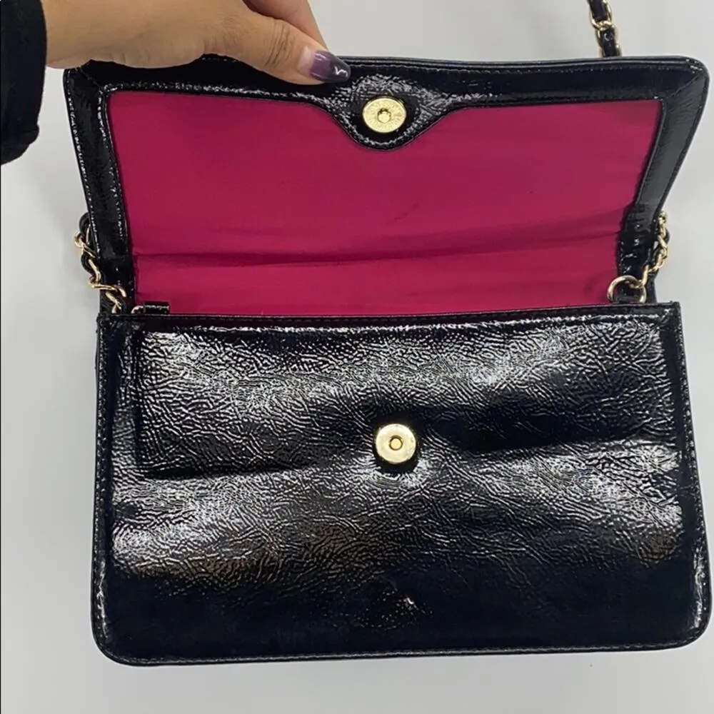 Vintage Anne Klein black patent gold accent strap shoulder bag Y2K - Image 7