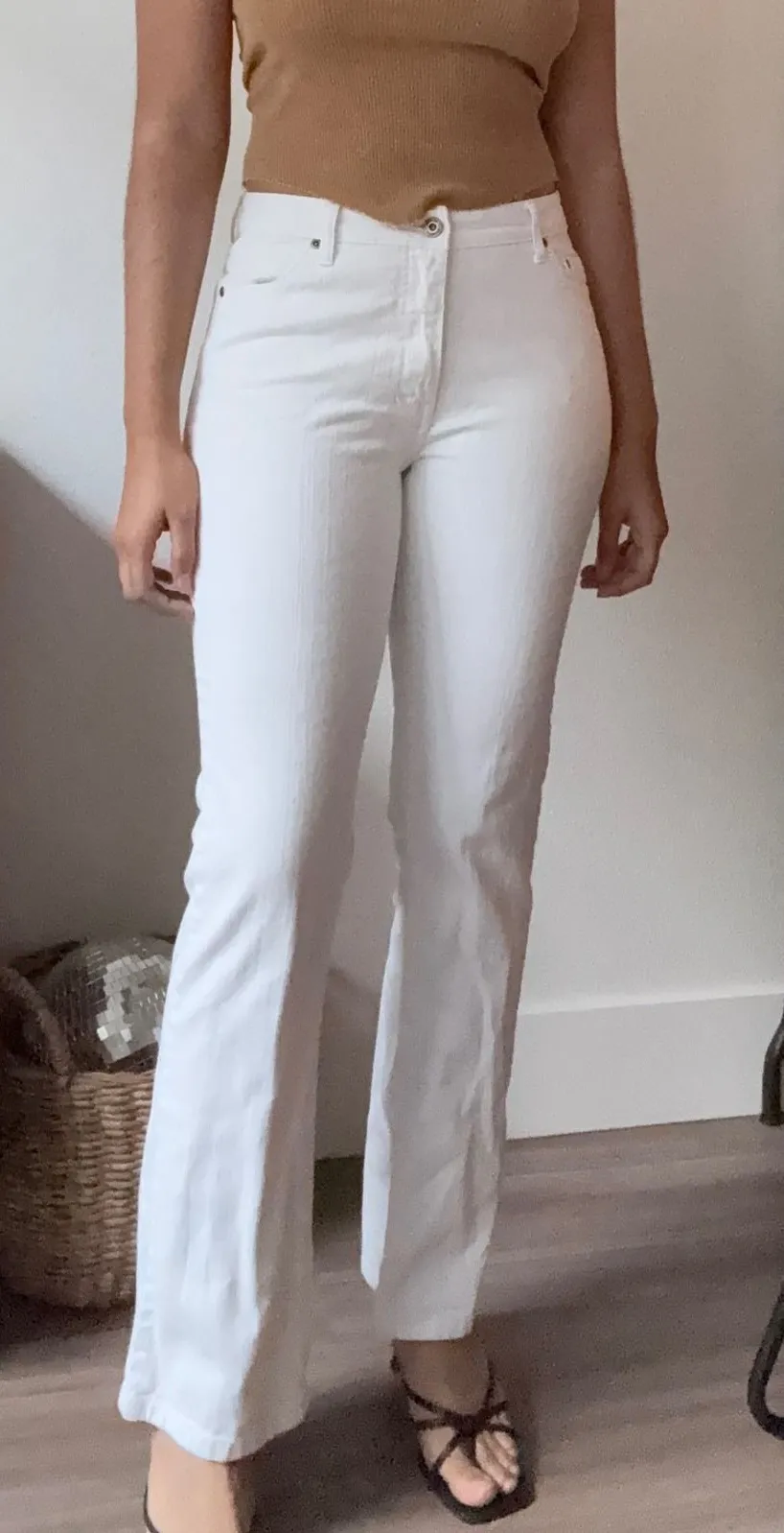 RF Jeans by Rolusio White Flare Jeans Size 6 Cotton Blend Stretch Bootcut - Image 1