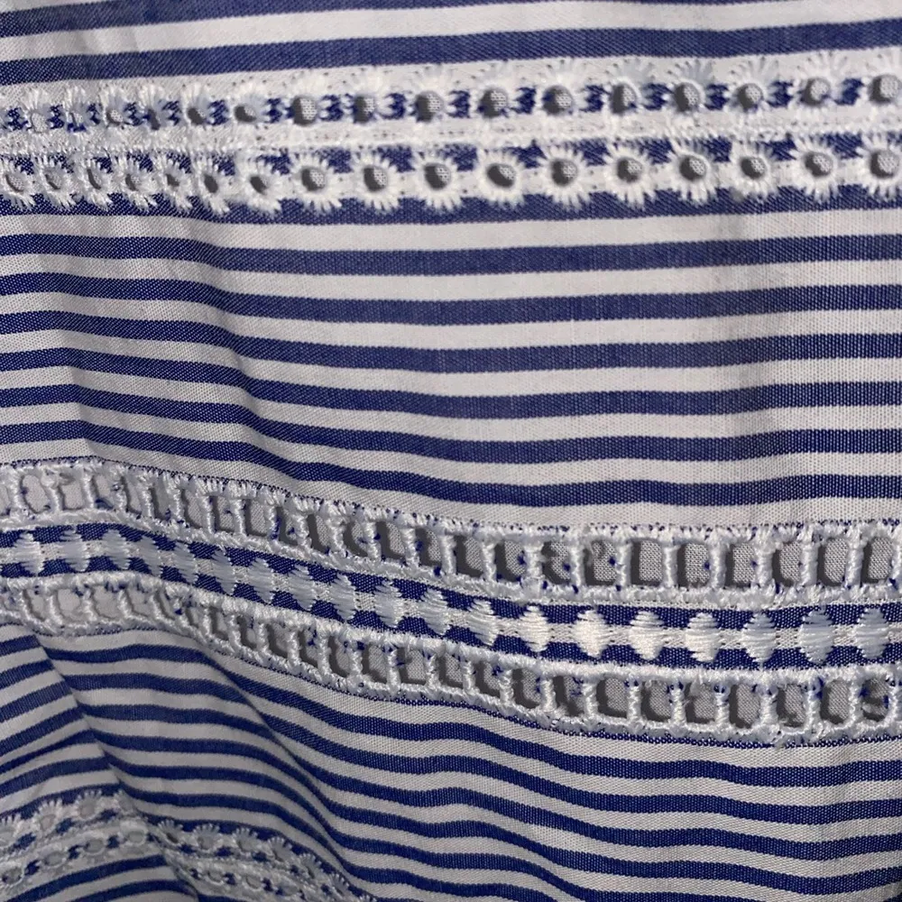 Blue & white stripped Vine Camaro dress with tassels on hem & bell sleeves - Image 4