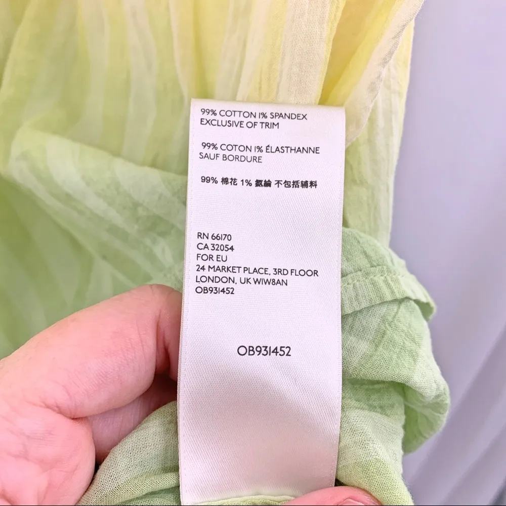 Free People yellow green ombré smocked top med new - Image 6