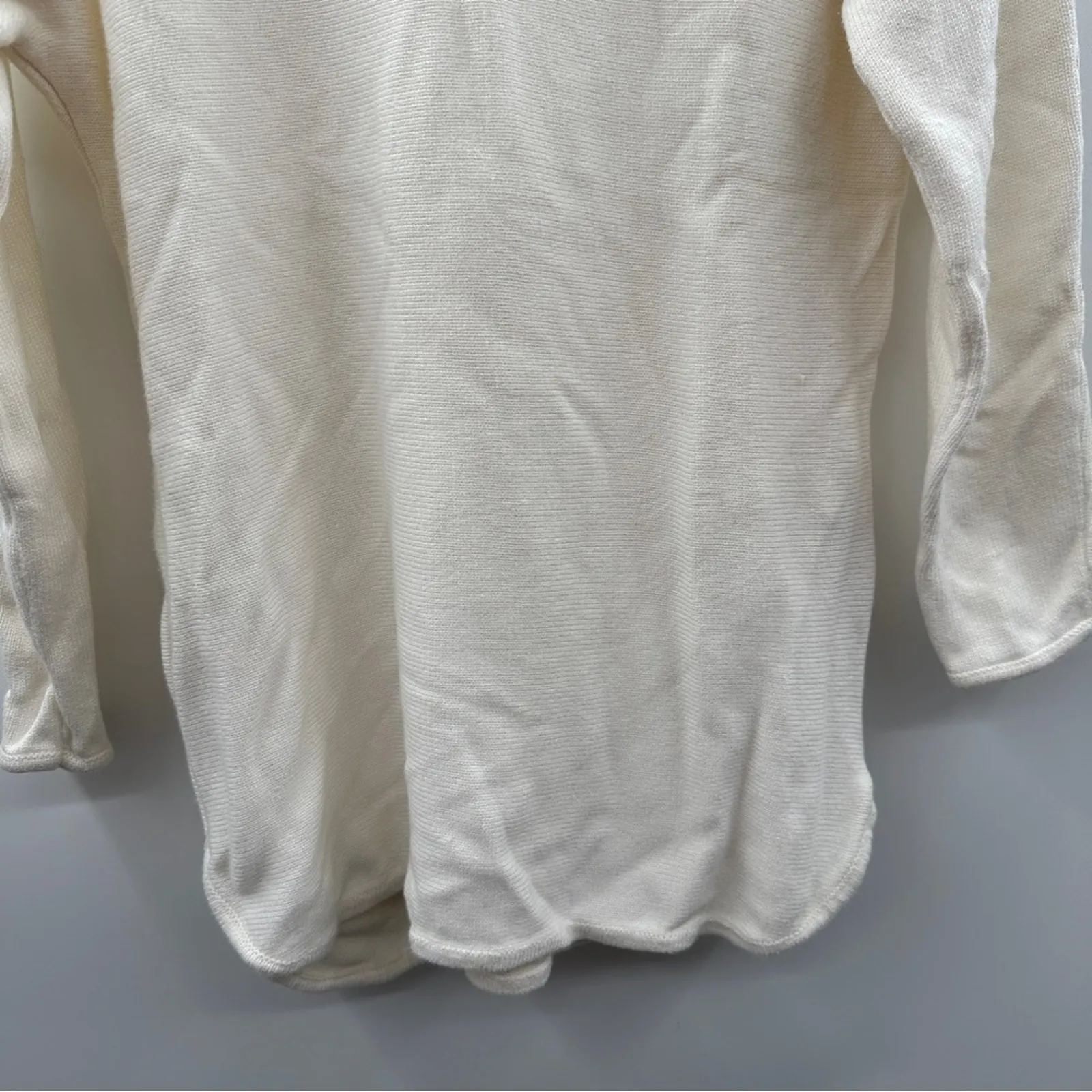 Michael‎ Kors Off White Cream Knit Shark Bite 3/4 Sleeve Pullover Sweater Sz M Size M - Image 3