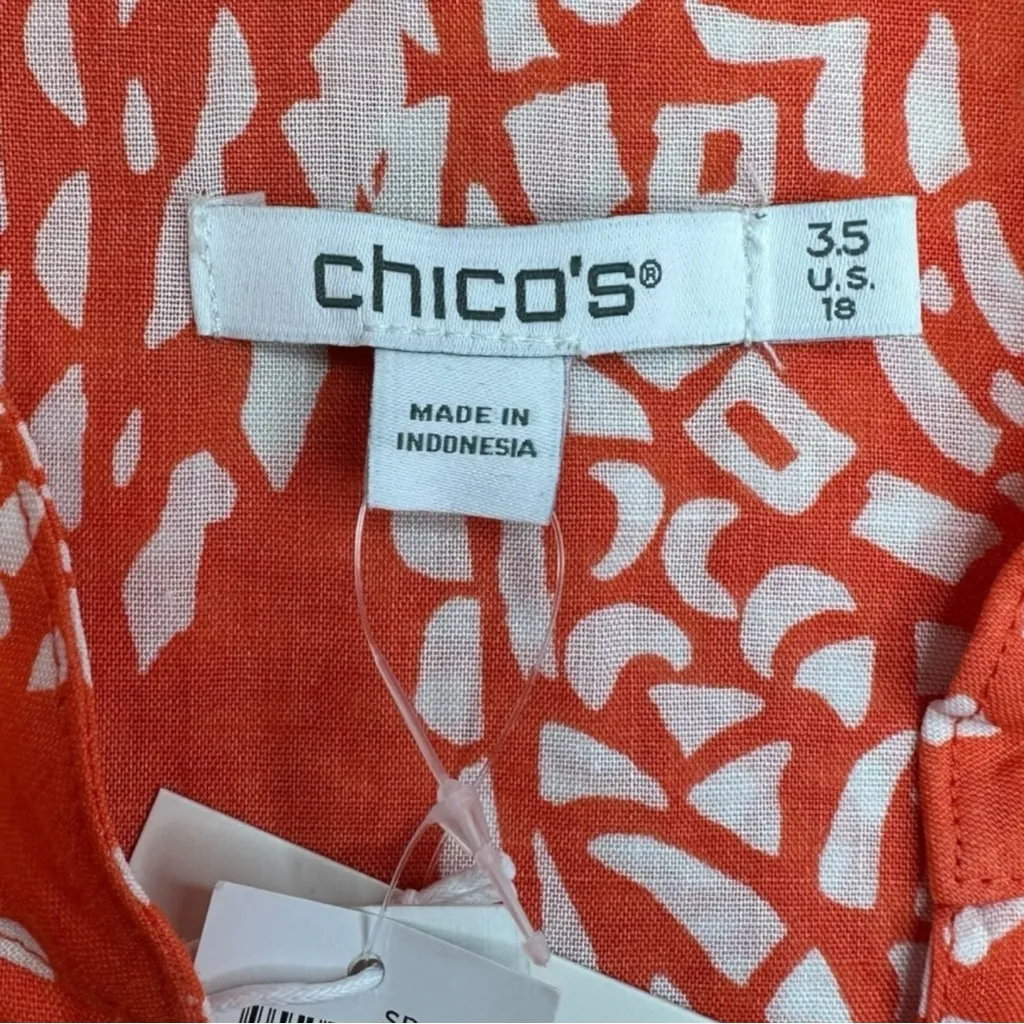 Chico's NWT Orange Mosaic Paisley Ramie Shirt Size XL - Image 4
