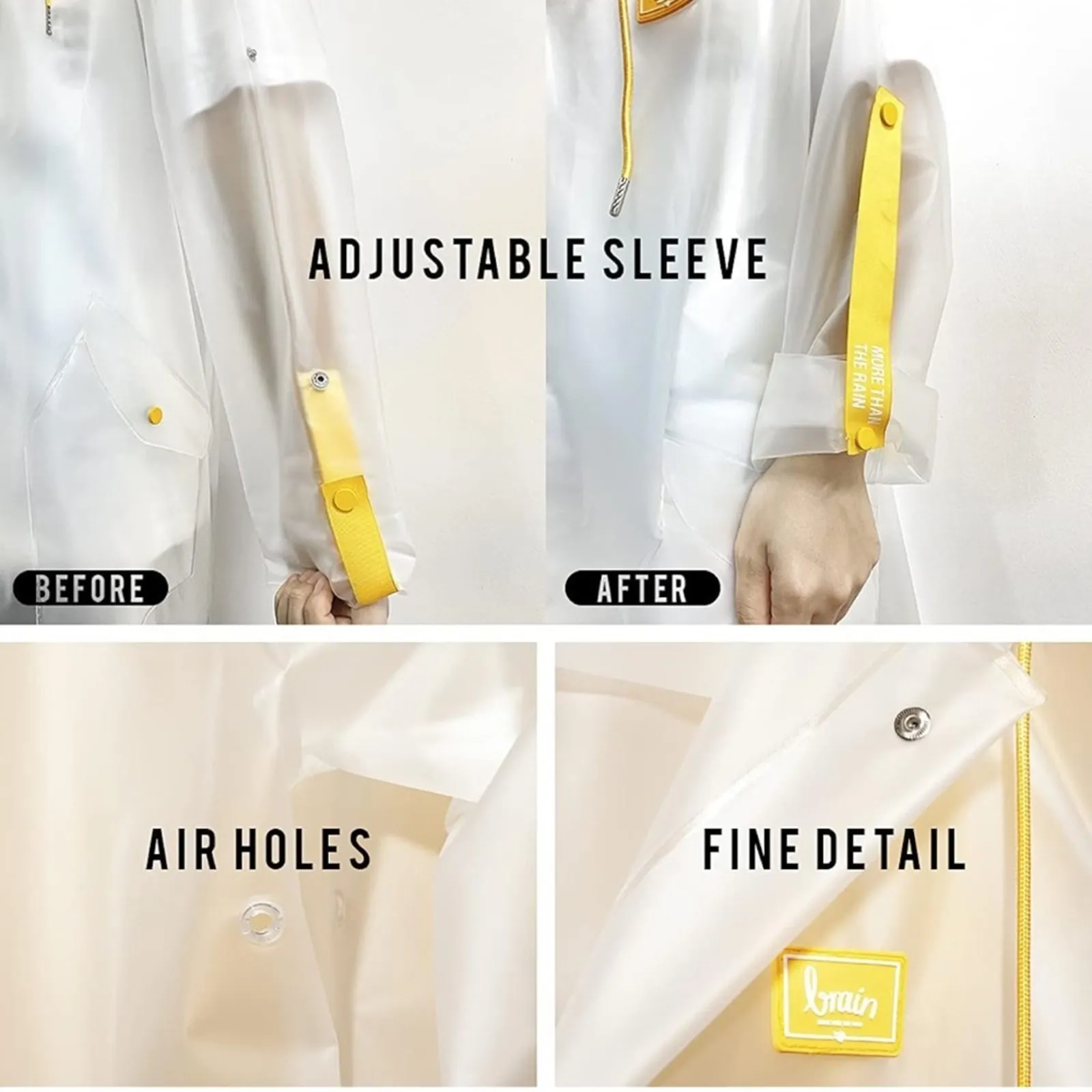 Amazon TPU Clear Transparent Hooded Raincoat Jacket Poncho - large - Image 7