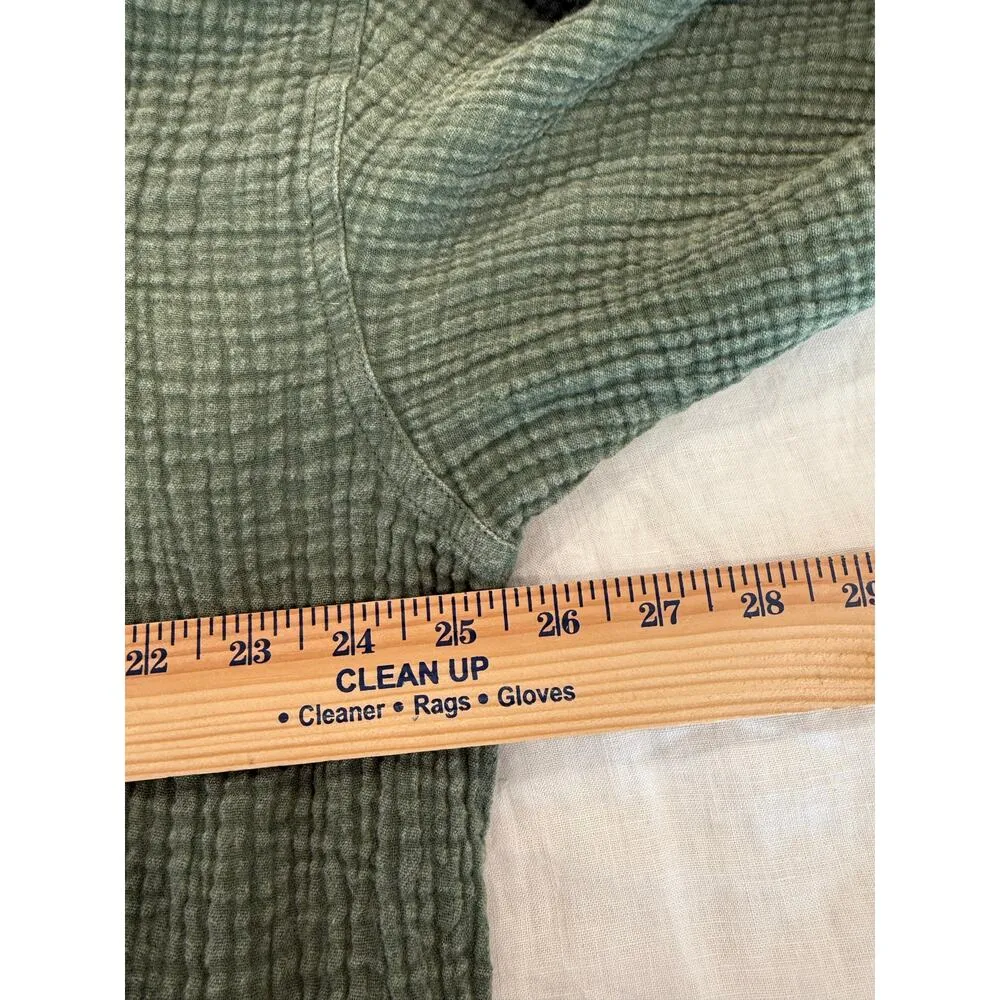 Aerie Long Sleeve Button Up Tie Waist Romper Green Women's Size Large Pool Party - Image 9