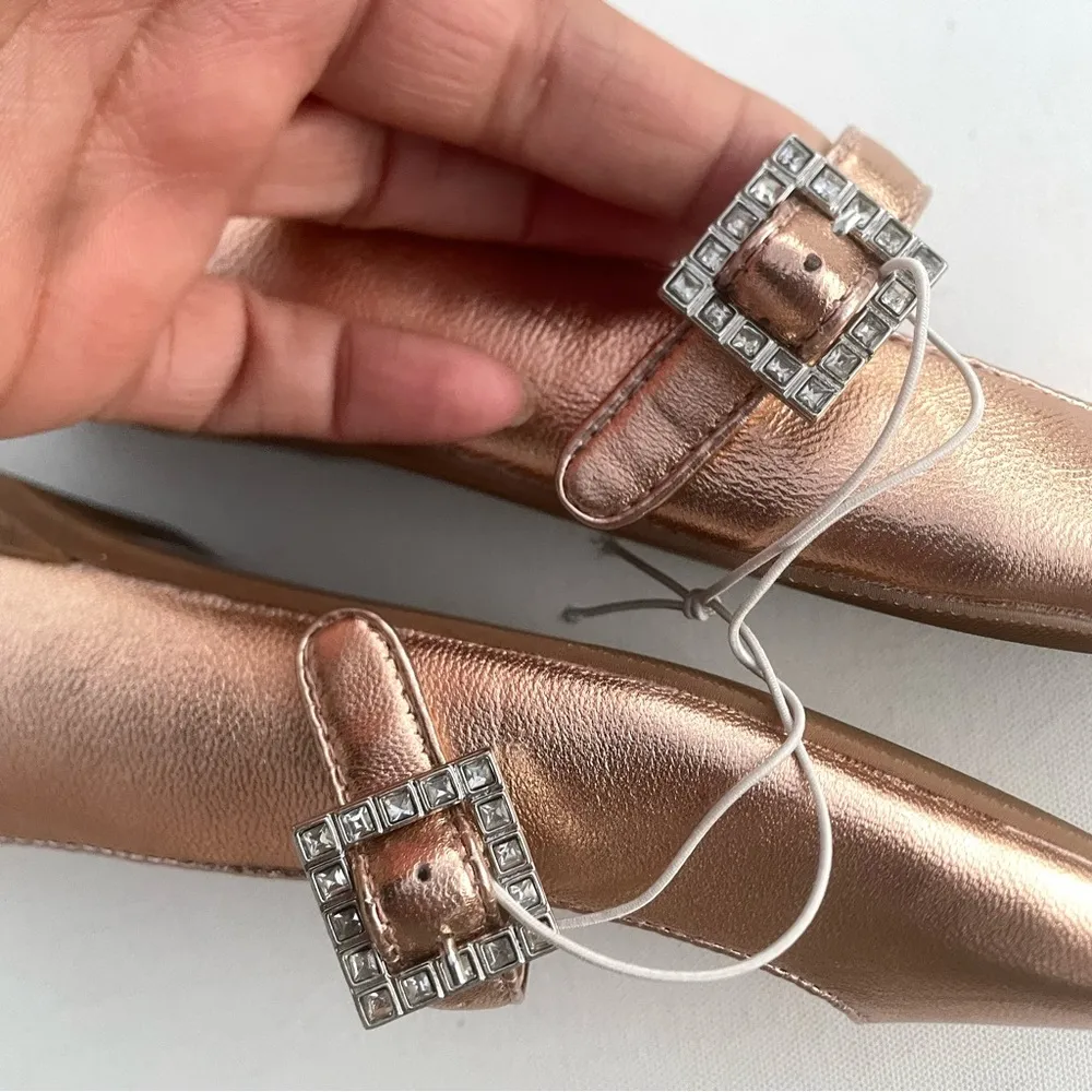 Silent D Womens Shoes Ballet Flats Rose Gold Mary Janes Size 6.5/37 - Image 5