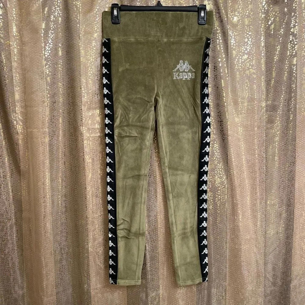 Kappa Olive Green 222 Banda Stele Rhinestone Leggings, L NWT - Image 4