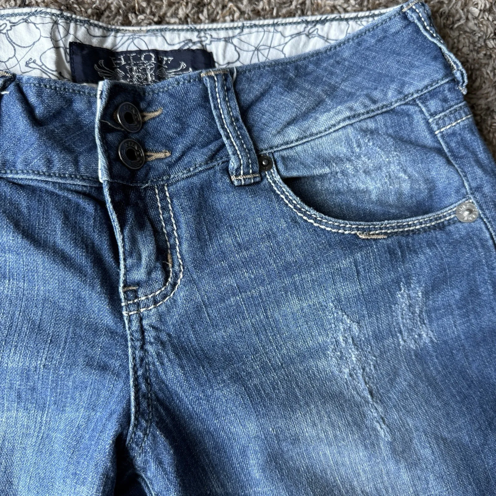 Hint Jeans Capri Women 9 Cuffed Hem Casual Relaxed Low - Image 2