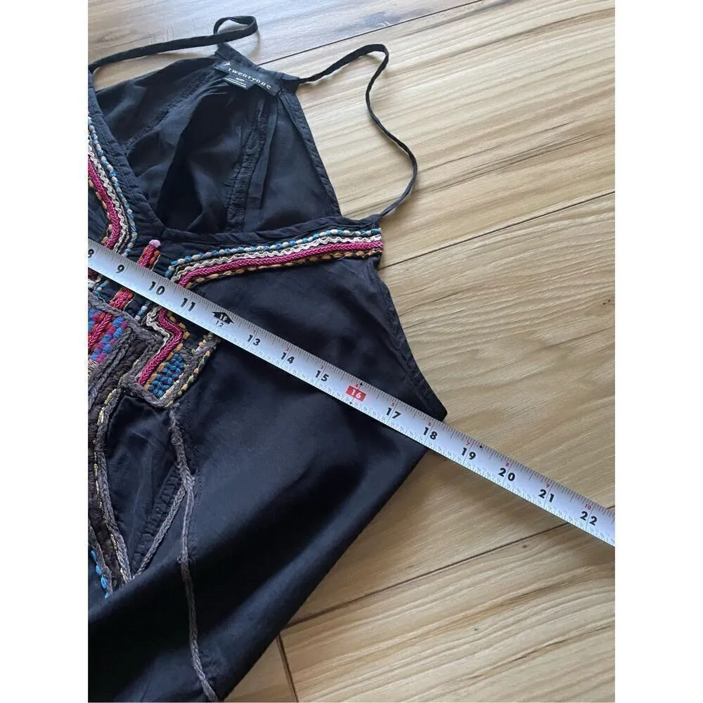 Twenty One  Multicolor Embroidery Black Top - Image 6