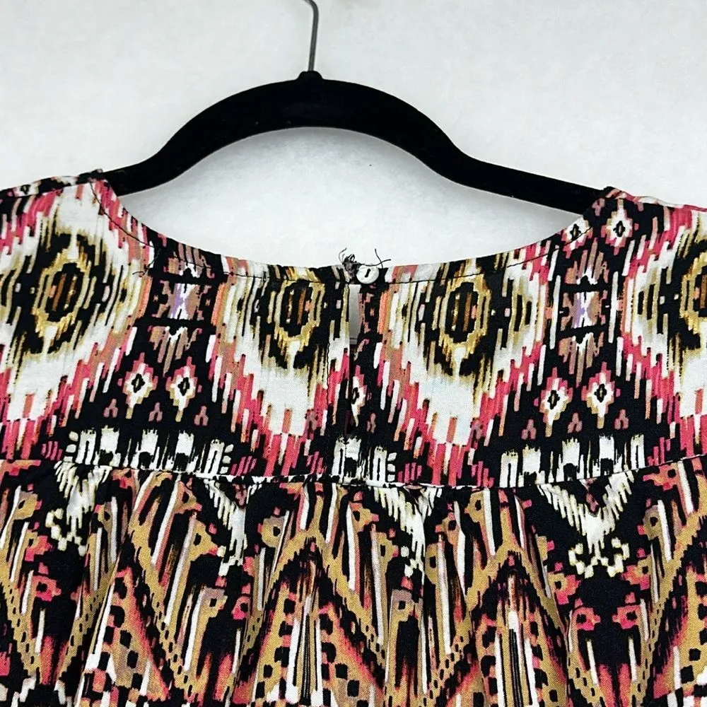 Figueroa Flower Anthropologie Peasant Top Blouse Shirt Crochet Geo Black Pink M - Image 8