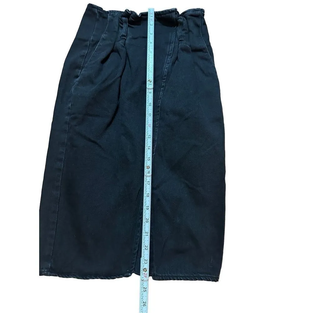 Bershka Womens black denim midi skirt sz 00 - Image 6