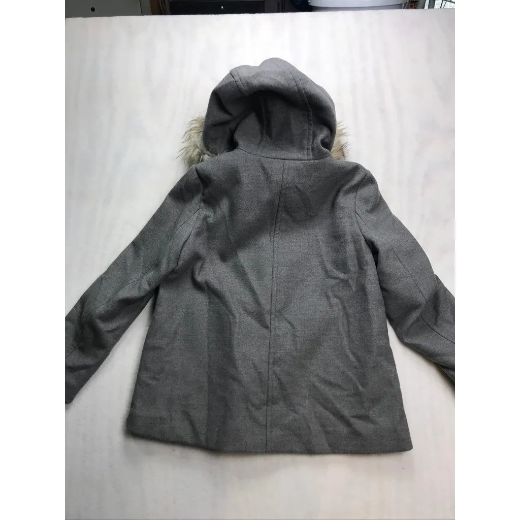 Zara Women Gray Faux Fur Hood Toggle Coat Jacket Size M Classic minimalist - Image 9