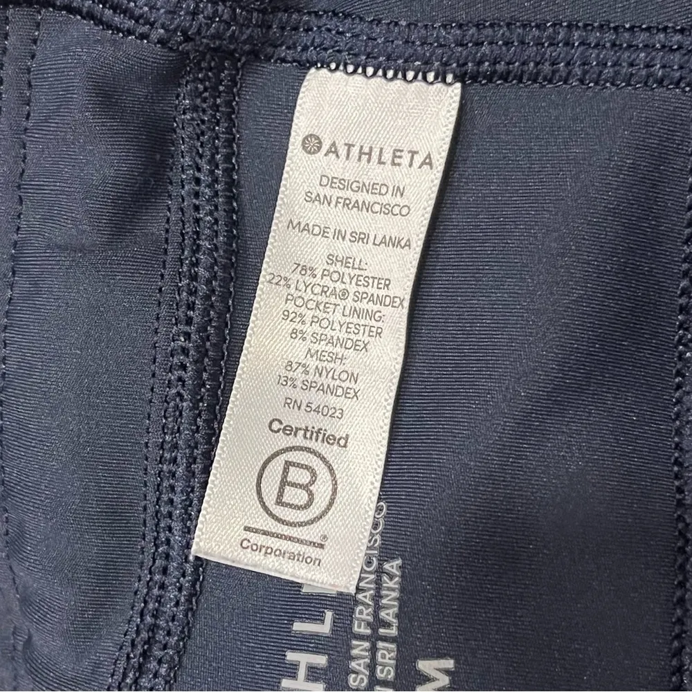 Athleta Navy Blue Contender Side Stripe Capri Tights Leggings - Image 11