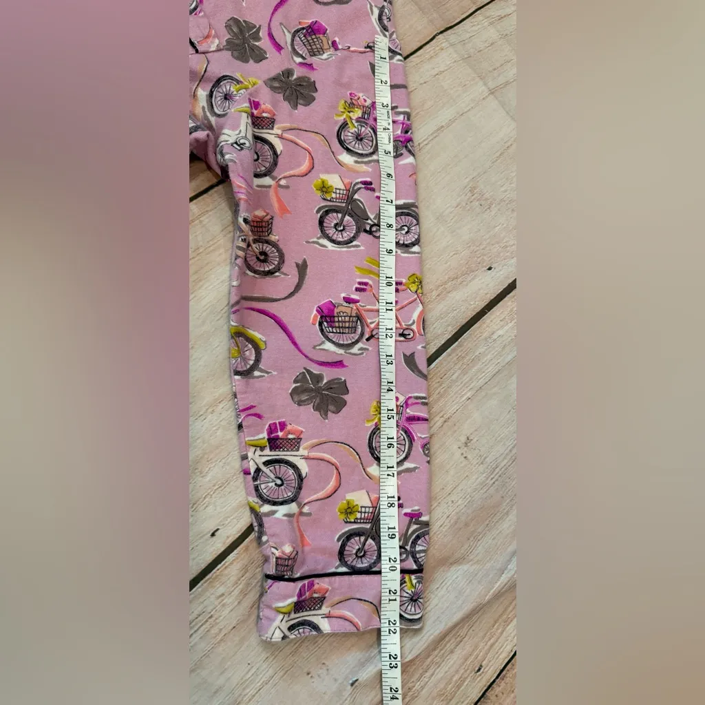 Nick & Nora Flannel Pajama Shirt Women's Size Large bicycles bows - Image 6