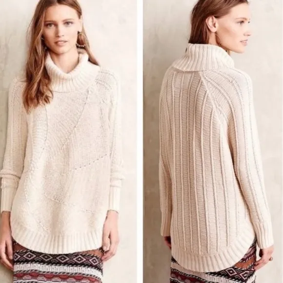 Angle of the North Sweater Harvest Moon Beige Cowl Neck Small - Image 2