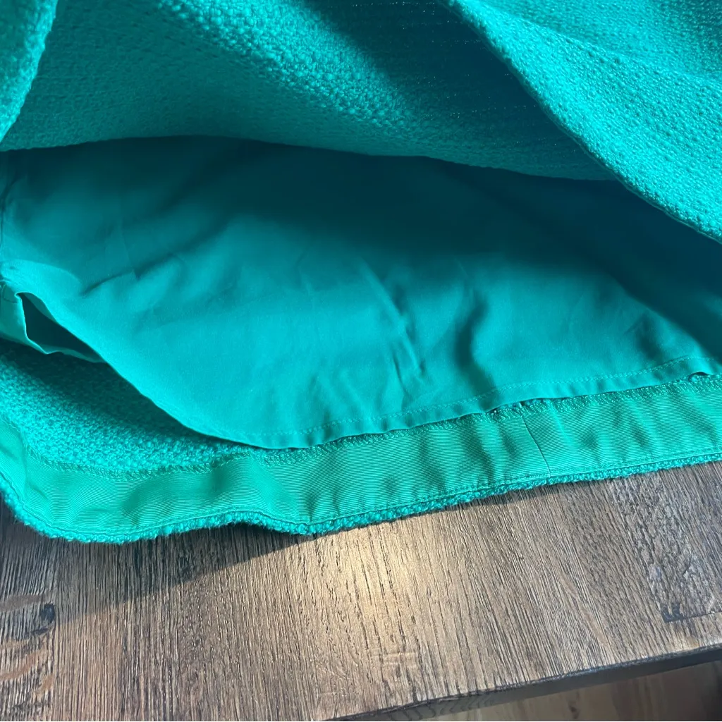 NWT Ann Taylor Short Sleeve Green Tweed Dress - Size 12 - Image 3