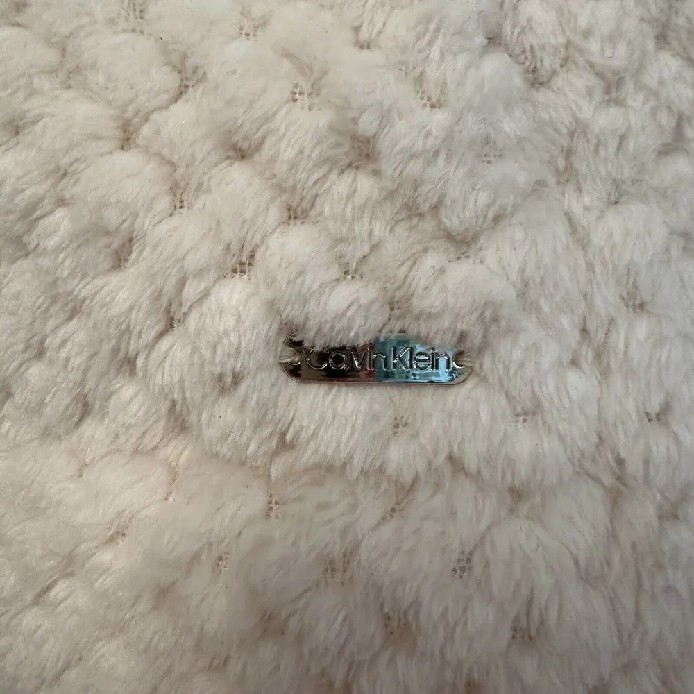 Calvin‎ Klein Women's Size Small Ivory Cream Sherpa Teddy Full Zip Vest - Image 2