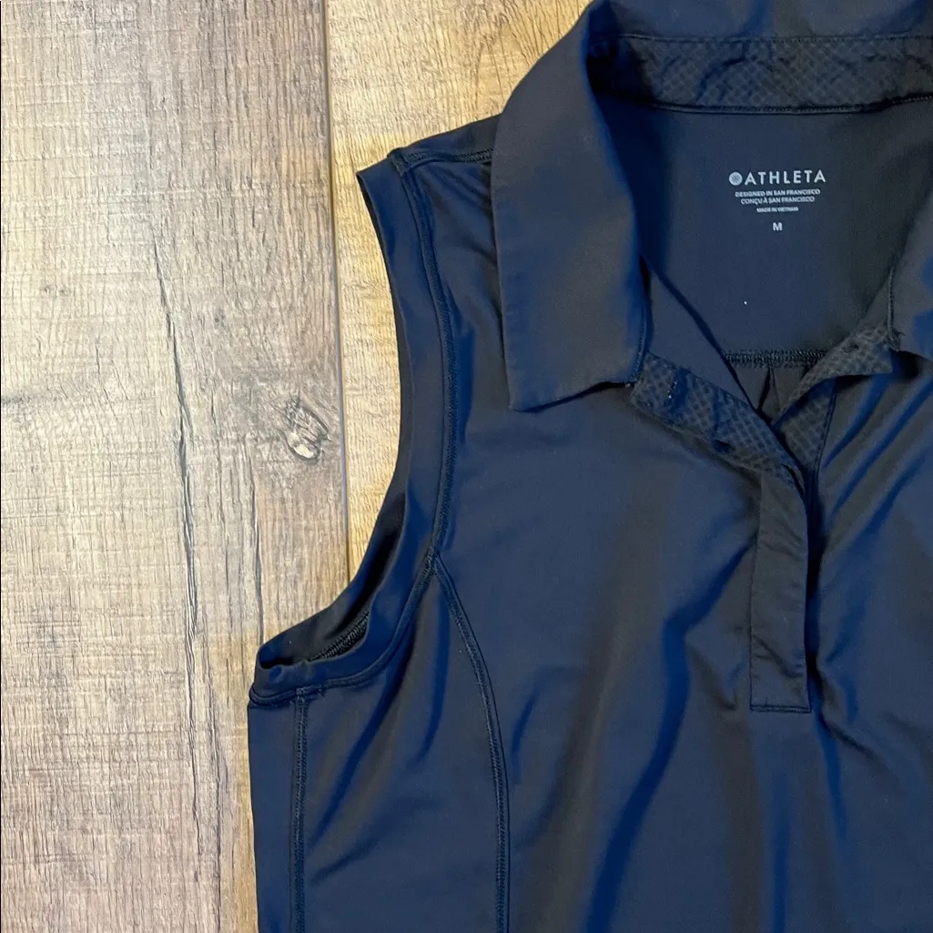 Athleta Advantage Black Sleeveless Polo Tank Top Size Medium - Image 10