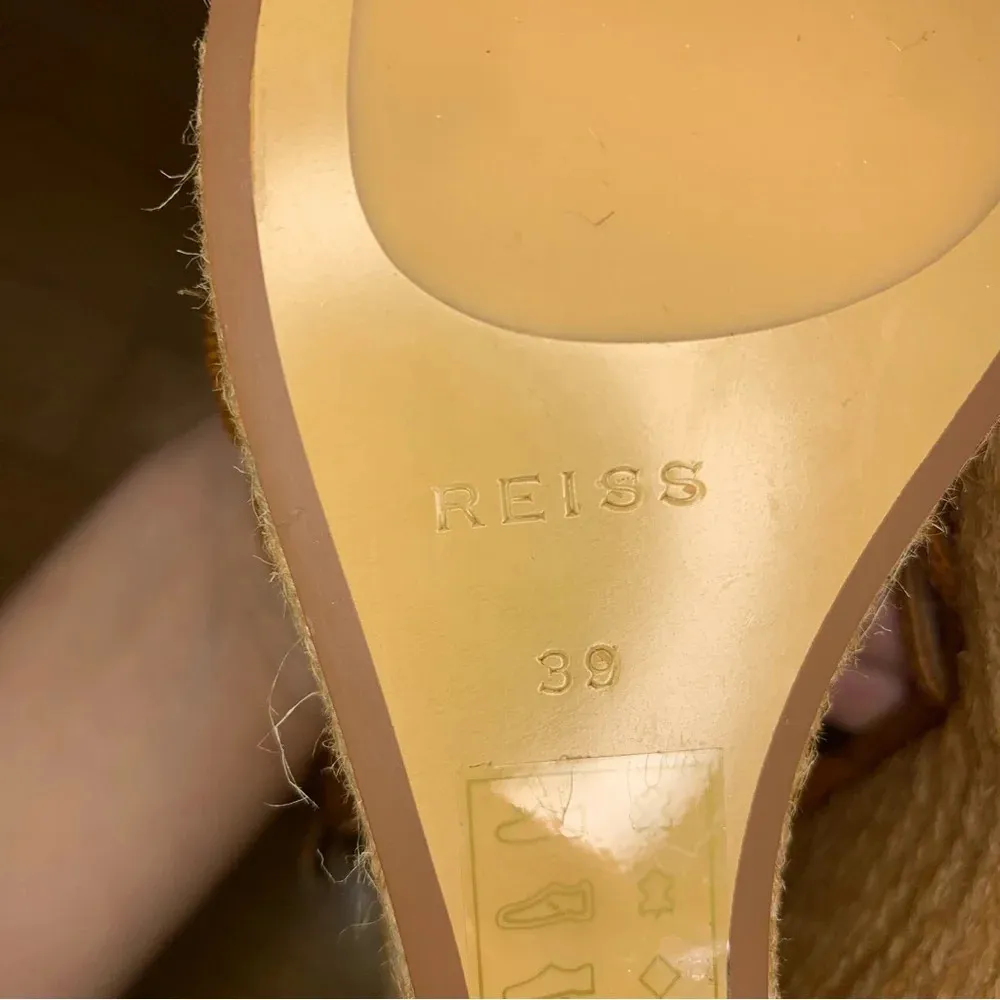 Reiss Elle Leather Raffia Platform Wedge Heels - Size 39 - Image 8