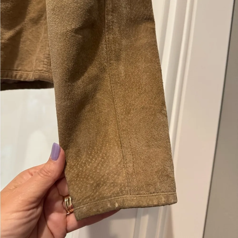 Live a Little Brown Suede Leather Jacket Blazer Size S Western Rustic Moto Chic - Image 9